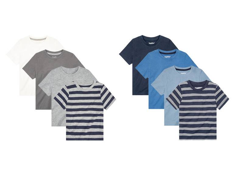 lupilu® Kinder T-Shirts, 4 Stück, aus weicher Single-Jersey-Qualität