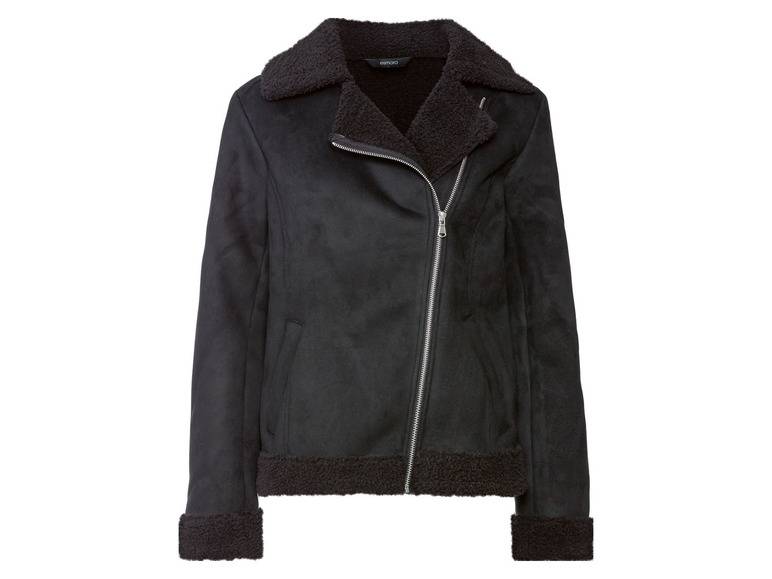 esmara® Damen Bikerjacke, Lammfellimitat, mit Reißverschluss Sonderangebot der Fabrik
