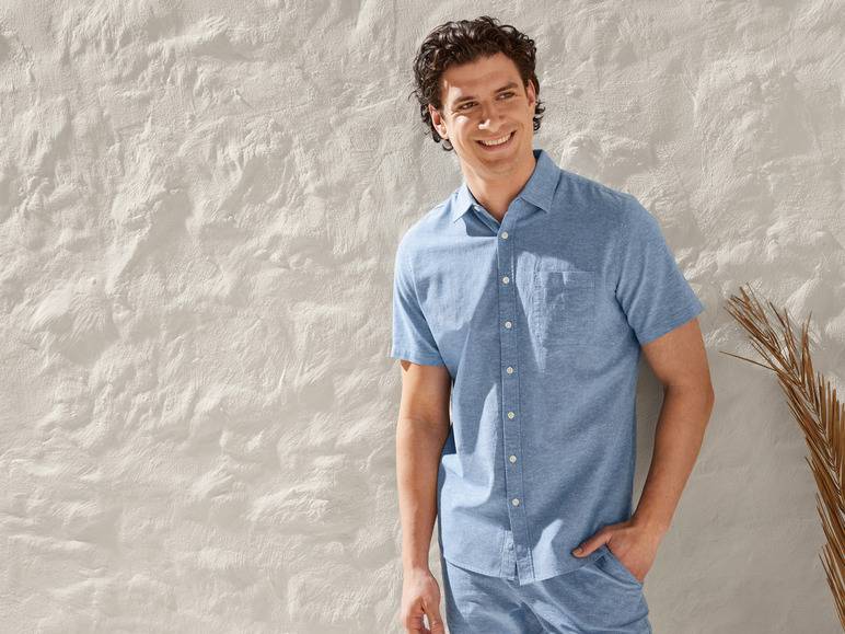 LIVERGY® Herren Leinenhemd mit Baumwolle Kauf eins, bekomm eins gratis
