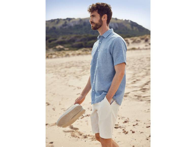 LIVERGY® Herren Leinenhemd mit Baumwolle Kauf eins, bekomm eins gratis