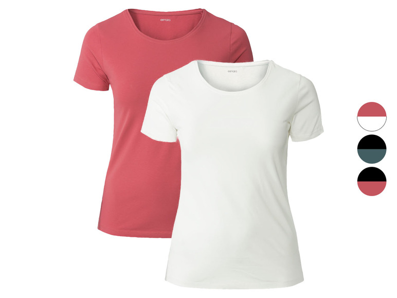 esmara® Damen T-Shirts, 2 Stück, mit hohem Baumwollanteil