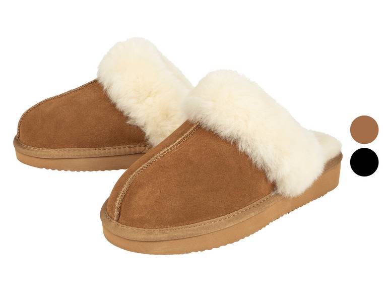 esmara® Damen Lammfell-Hausschuhe, leichte Laufsohle