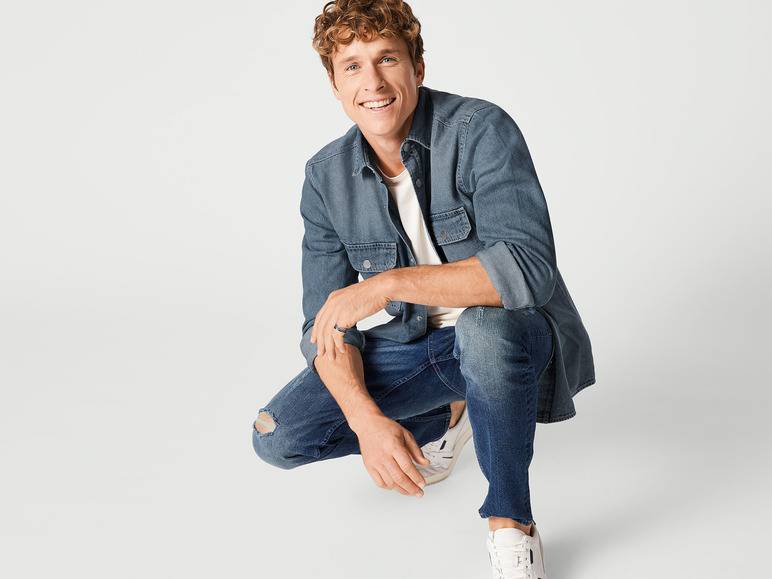 LIVERGY® Herren Jeanshemd, leger geschnitten Schlussverkauf
