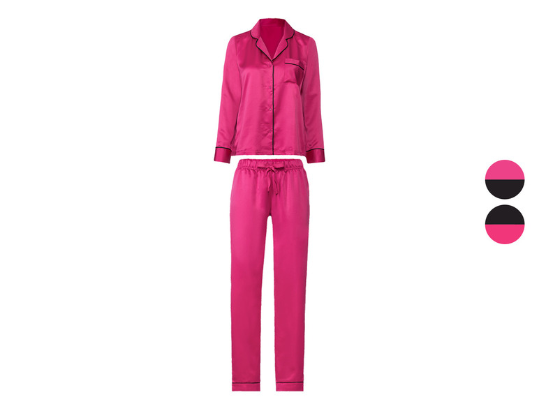 esmara® Damen Pyjama aus edler, fließender Satin-Qualität