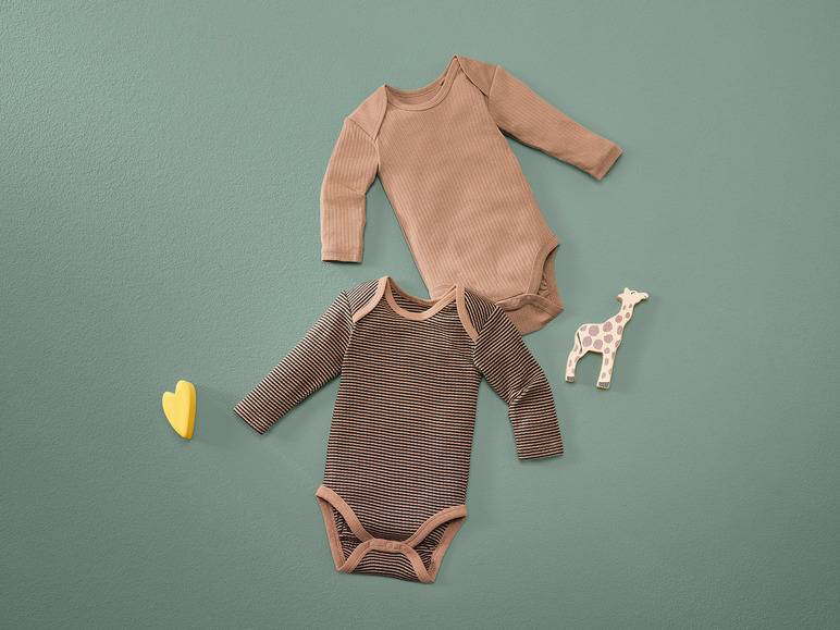 lupilu® Baby Bodys, 2 Stück, mit Schrittknöpfung Versandkostenfrei