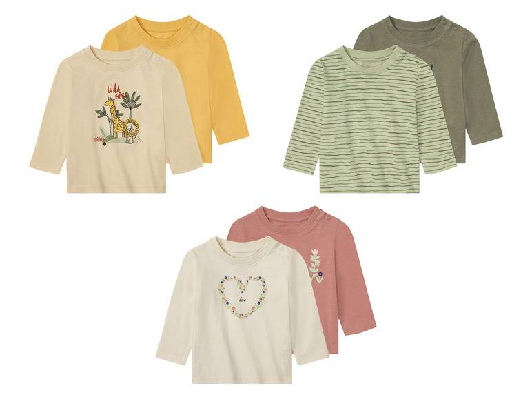 lupilu® Baby Langarmshirts, 2 Stück, mit Schulterknöpfung Jubiläumsangebot