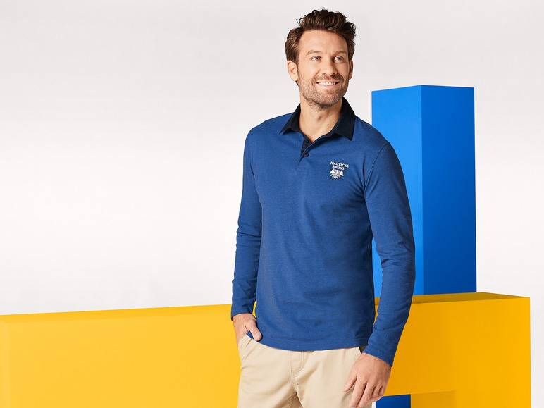 LIVERGY® Herren Poloshirt, langarm, mit Print Cyber Monday