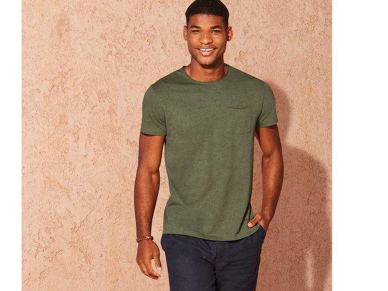 LIVERGY® Herren T-Shirt mit Rollkantenausschnitt Jubiläumsangebot