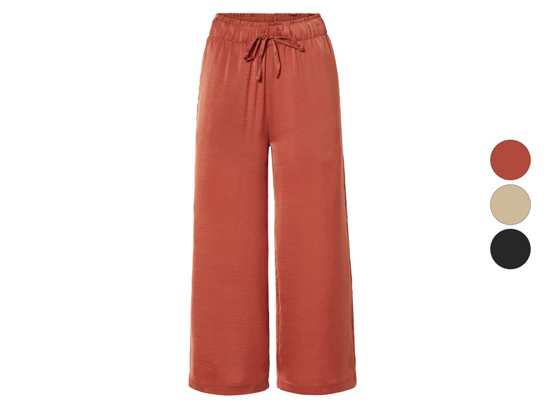esmara® Damen Wide-Leg Satinhose, mit seitlichen Eingrifftaschen