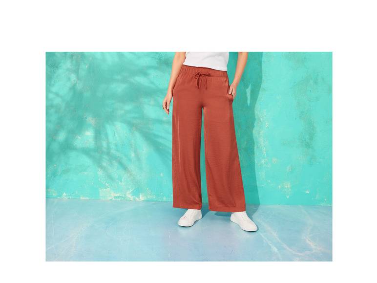 esmara® Damen Wide-Leg Satinhose, mit seitlichen Eingrifftaschen JETZT KAUFEN