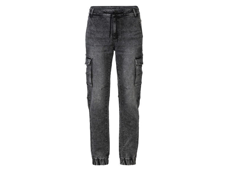 LIVERGY® Herren Denim-Joggers, Casual Fit, mit Cargo-Taschen Kostenloser Versand international