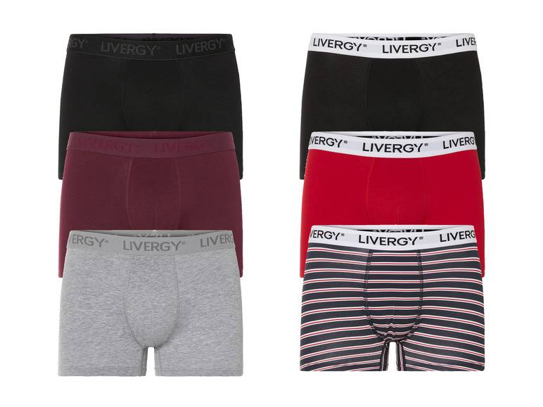 LIVERGY® Herren Boxerhorts, 3 Stück, mit hohem Baumwollanteil