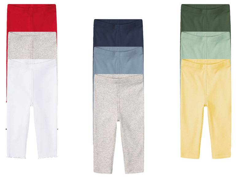 lupilu® Baby Ripp-Leggings, hoher Bio-Baumwollanteil, 3er Set
