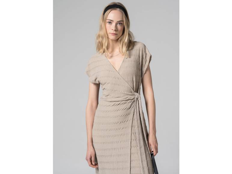 esmara® Damen Midi-Kleid mit modischer Crinklestruktur, beige Große Rabatte