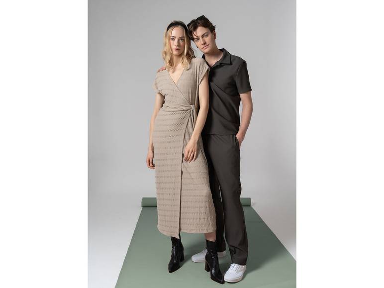 esmara® Damen Midi-Kleid mit modischer Crinklestruktur, beige Große Rabatte