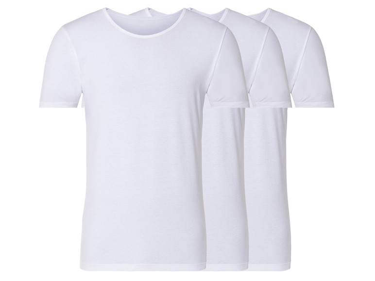 LIVERGY® Herren Unterziehshirts, 3 Stück, hoher Baumwollanteil