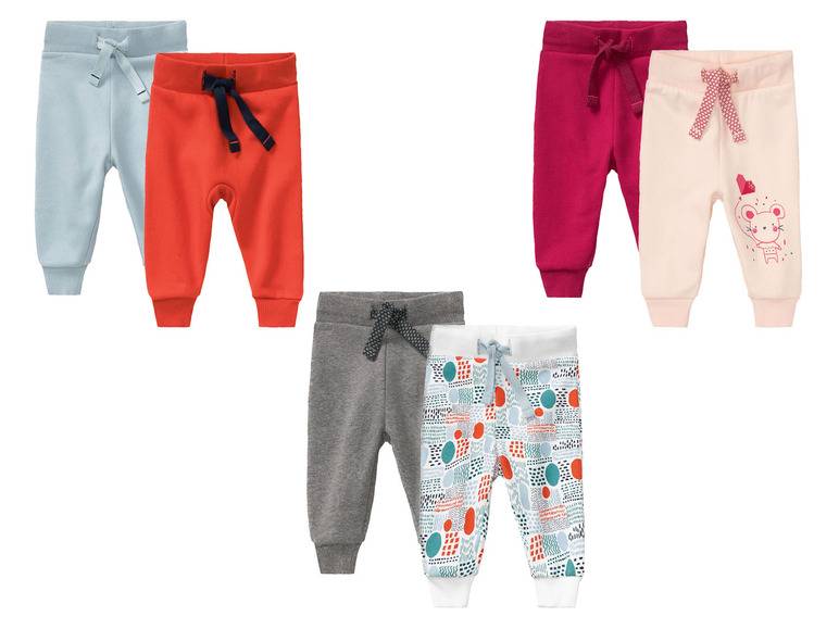 lupilu® Baby Sweathosen, 2 Paar, mit hohem Baumwollanteil