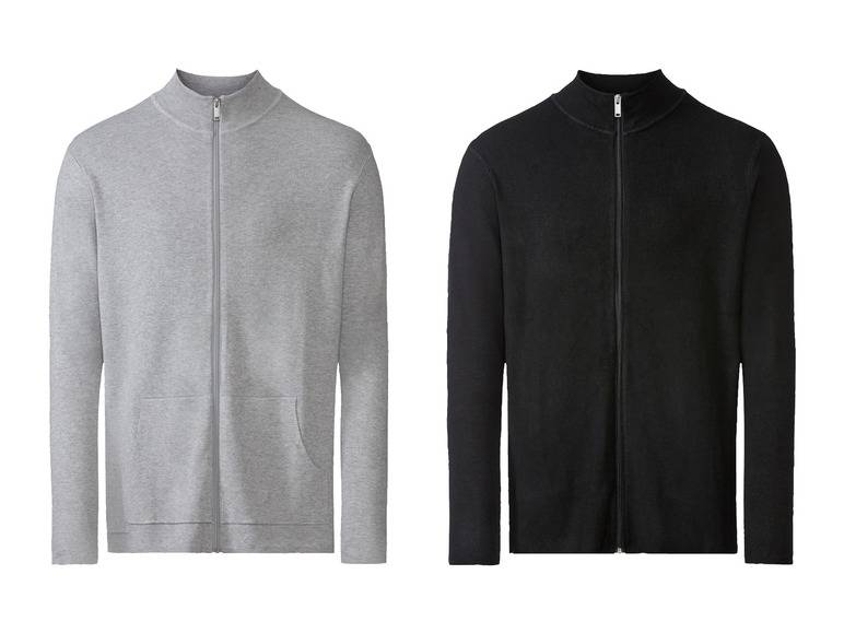 LIVERGY® Herren Strickjacke mit Stehkragen, körpernah geschnitten