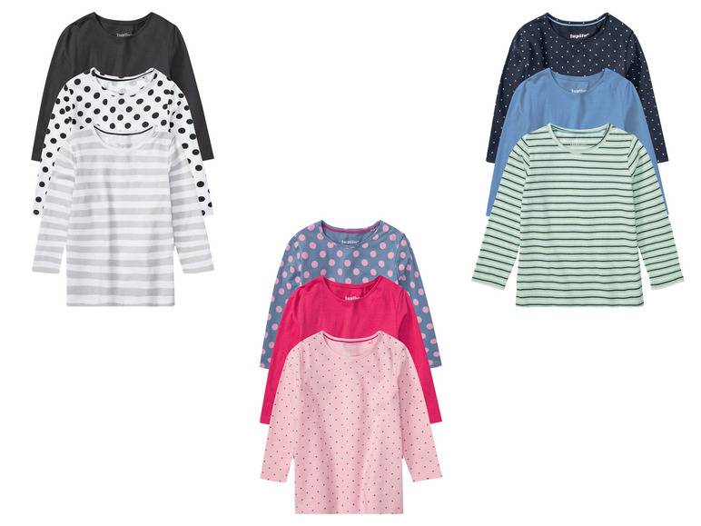 lupilu® Kleinkinder Langarmshirt, 3 Stück, mit Rundhalsausschnitt Vatertagsangebot