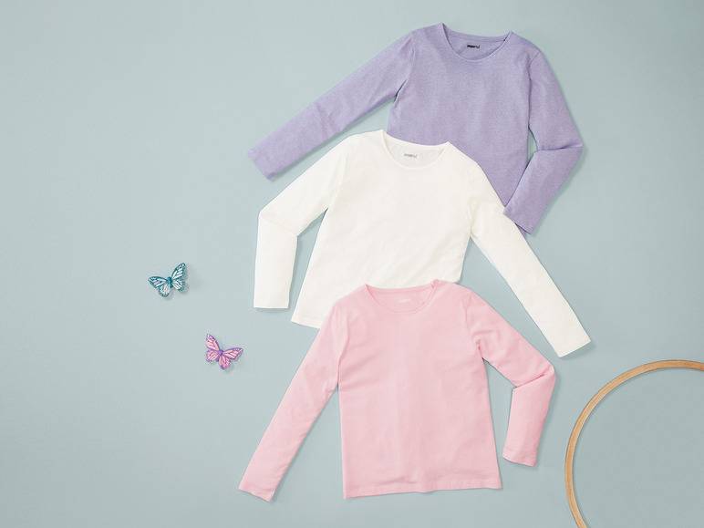 pepperts!® Kinder Mädchen Langarmshirts, 3 Stück, mit Rundhalsausschnitt Begrenztes Angebot