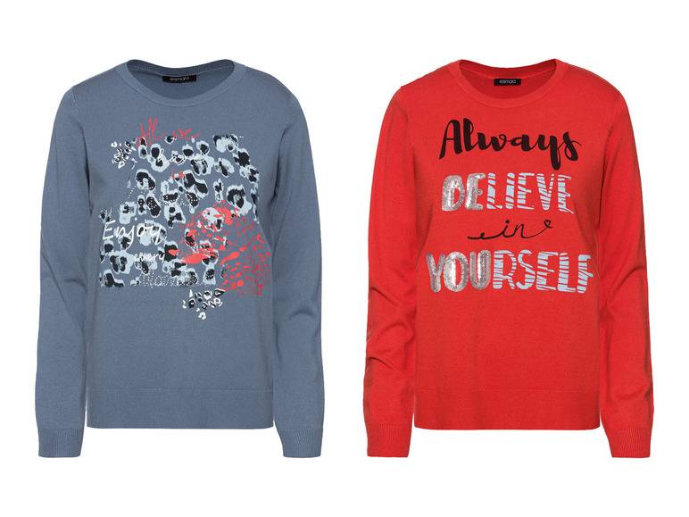esmara® Damen Feinstrick-Pullover, leger geschnitten, mit Print Wochenangebot