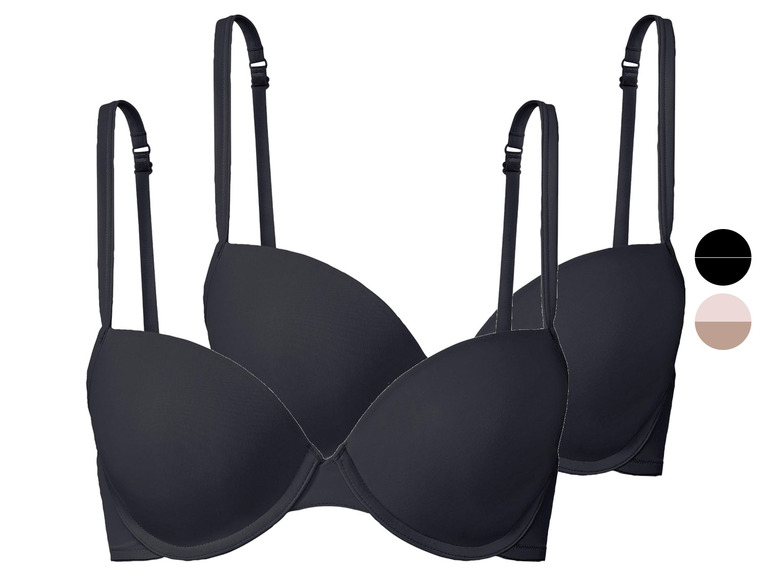 esmara® Damen T-Shirt-BHs, 2 Stück, mit gepaddeten Cups