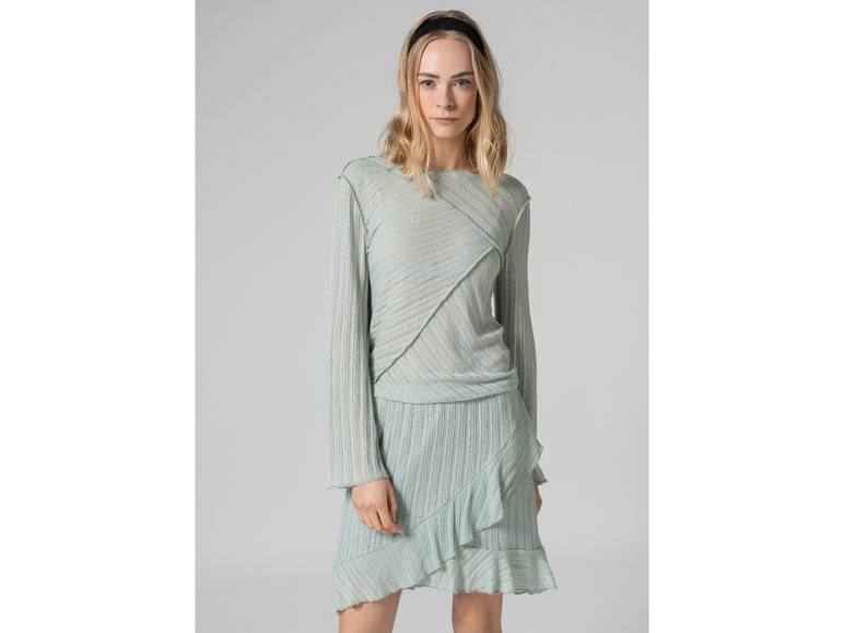 esmara® Damen Langarmshirt, leicht transparent, grün Fabrikverkauf
