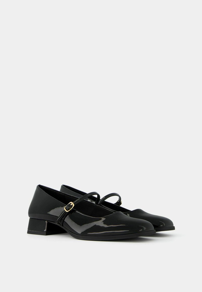 Bershka Bershka BLOCK-HEEL MARY JANES - Ankle strap ballet pumps - black Letzte 2 Tage