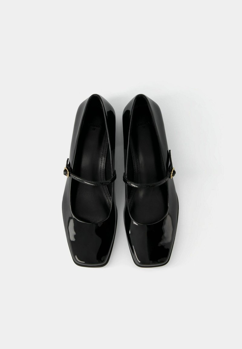 Bershka Bershka BLOCK-HEEL MARY JANES - Ankle strap ballet pumps - black Letzte 2 Tage