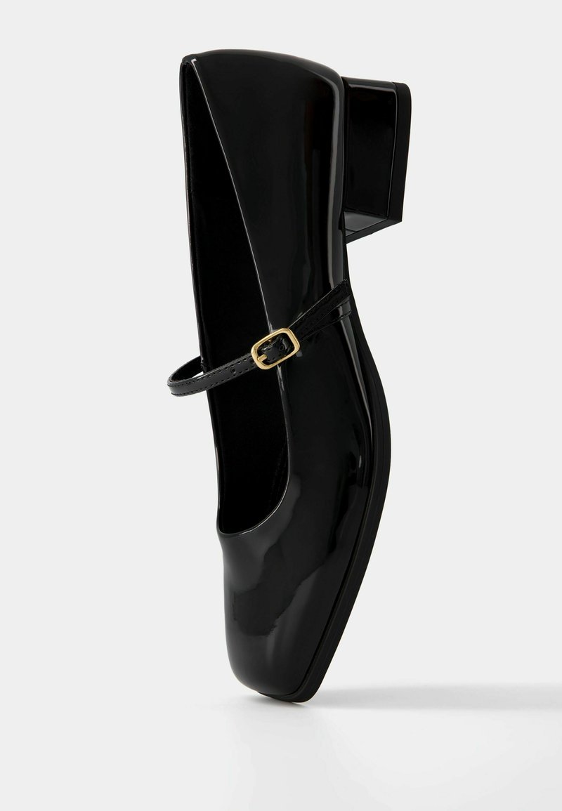 Bershka Bershka BLOCK-HEEL MARY JANES - Ankle strap ballet pumps - black Letzte 2 Tage