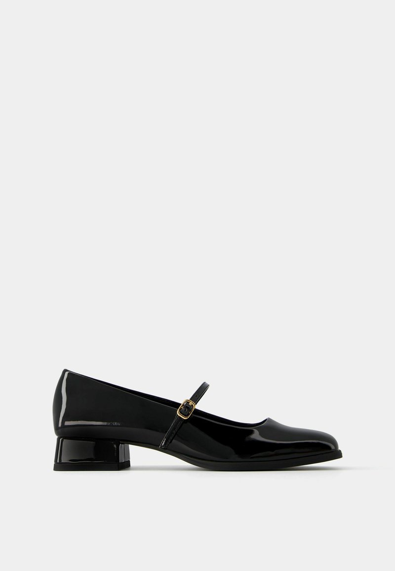 Bershka Bershka BLOCK-HEEL MARY JANES - Ankle strap ballet pumps - black Letzte 2 Tage