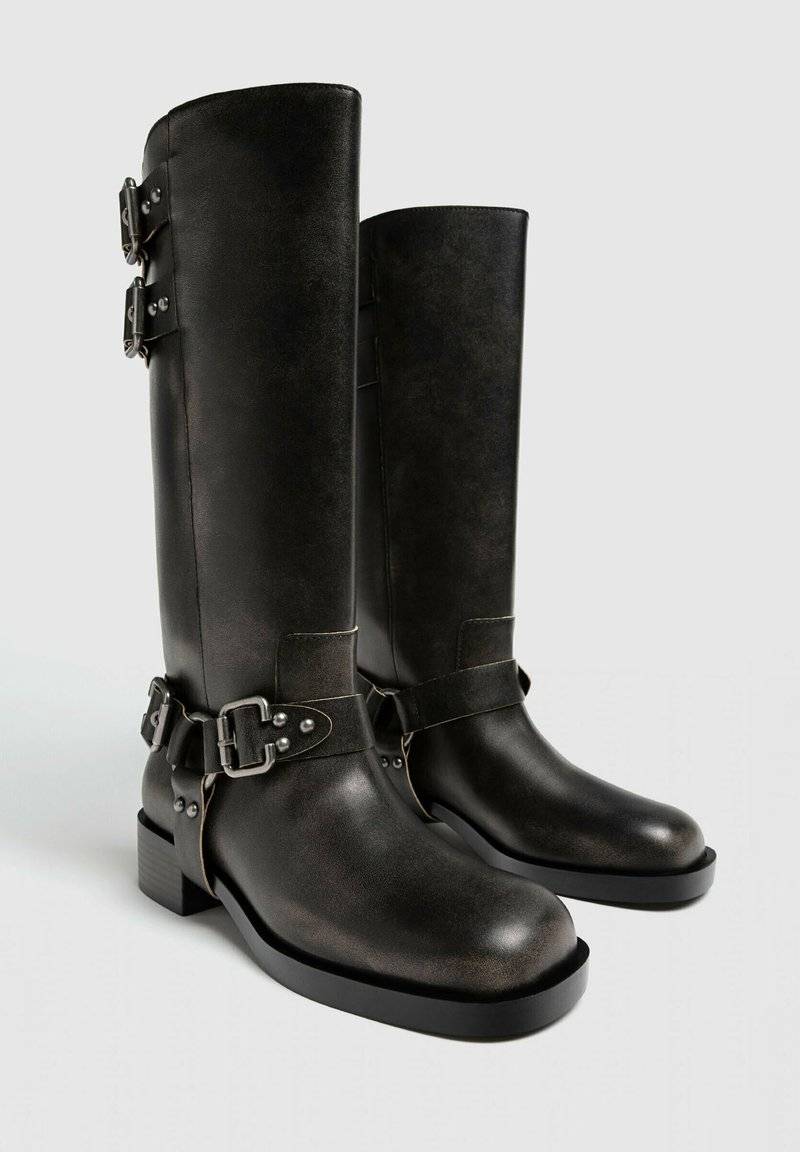 Stradivarius Stradivarius Cowboy/Biker boots - dark grey Bis zu 50% Rabatt