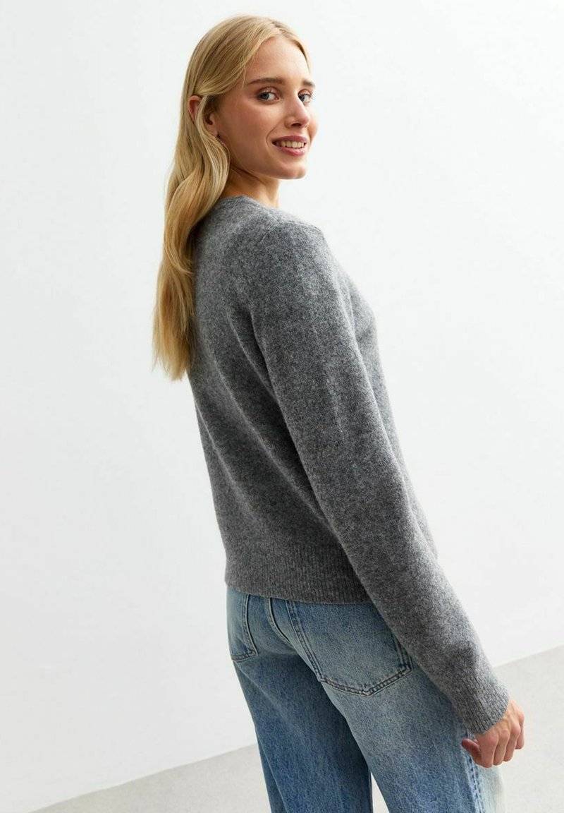 New Look New Look CREW NECK - Cardigan - grey Super Rabatt