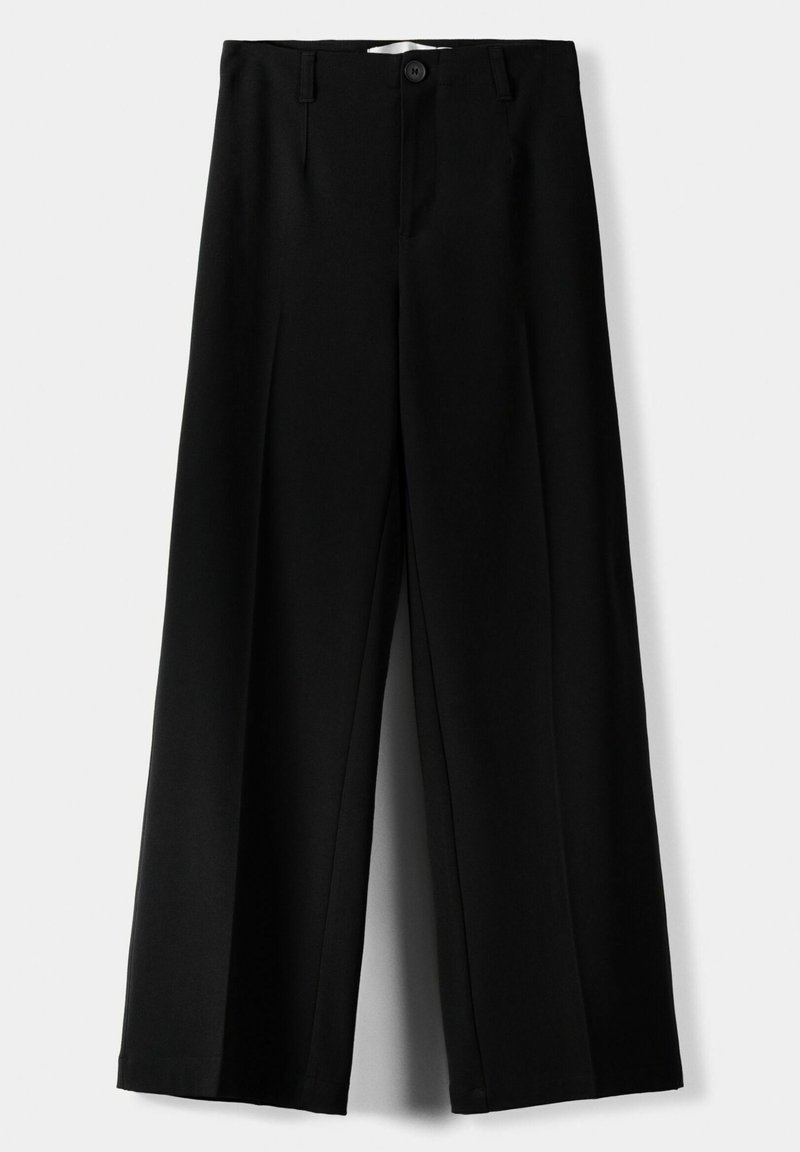 Bershka Bershka WIDE TAILORED - Trousers - black Riesige Rabatte