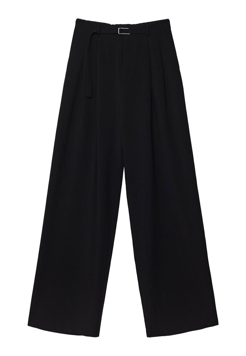 Stradivarius Stradivarius WITH BUCKLE DETAIL - Trousers - black 50% Rabatt mit kostenlosem Versand