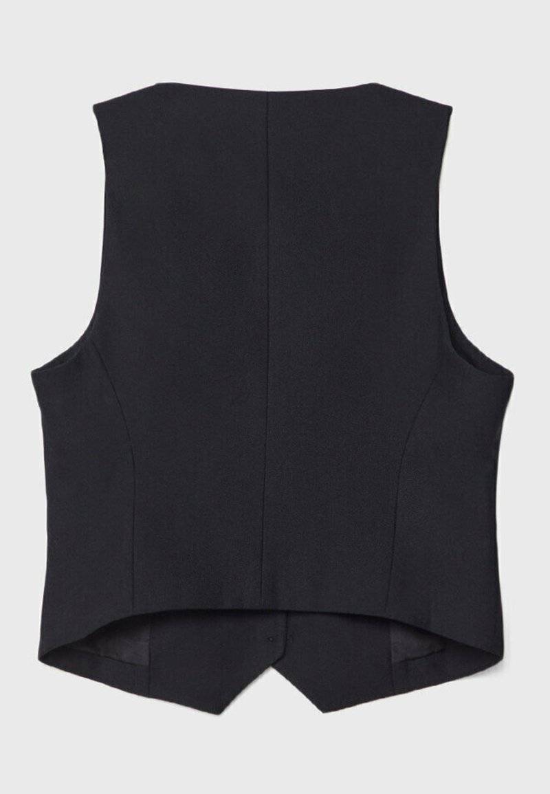 Stradivarius Stradivarius SHORT BUTTONED - Waistcoat - black Meist gekauft