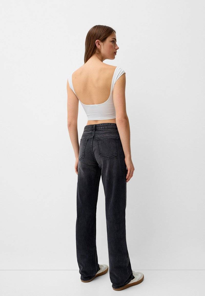 Bershka Bershka Straight leg jeans - dark grey Black Friday Preise