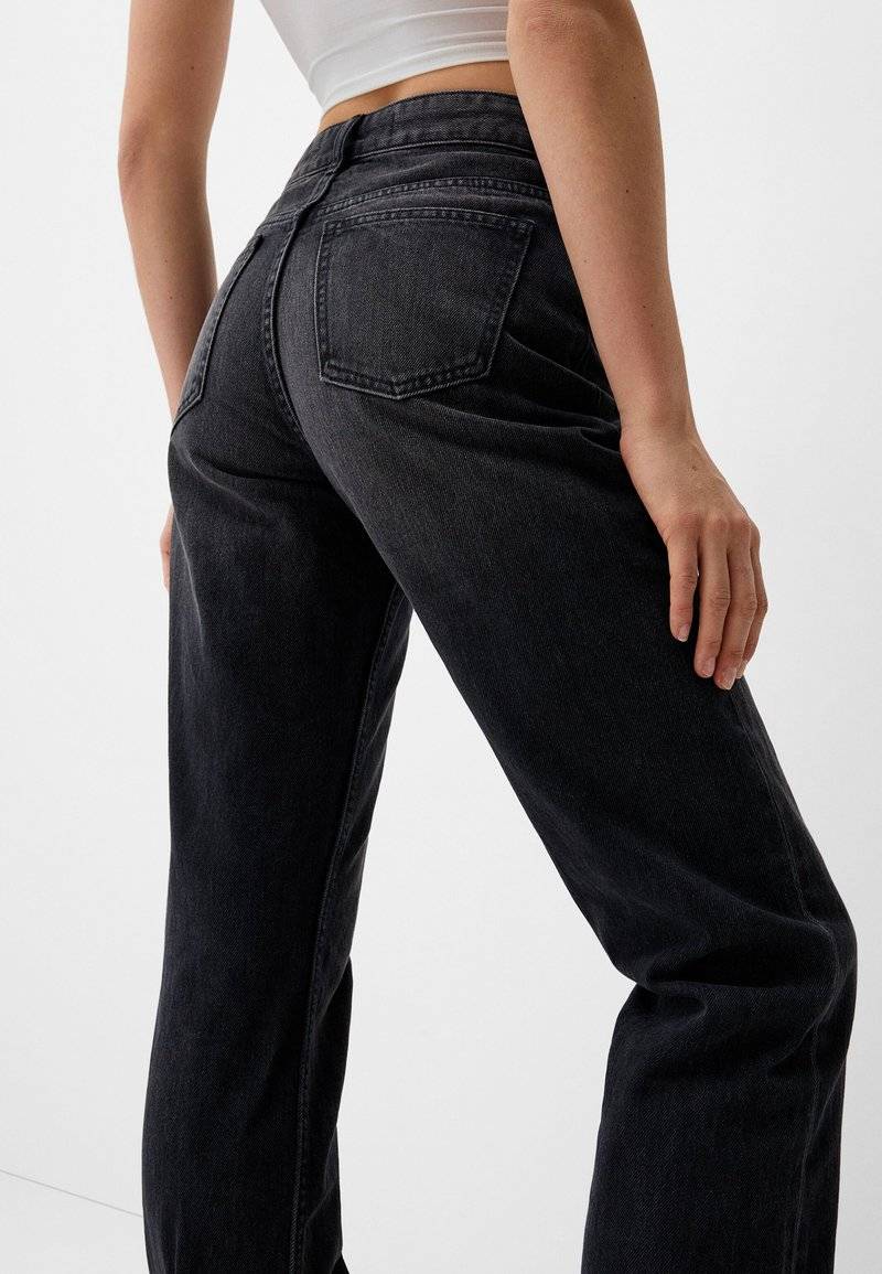 Bershka Bershka Straight leg jeans - dark grey Black Friday Preise