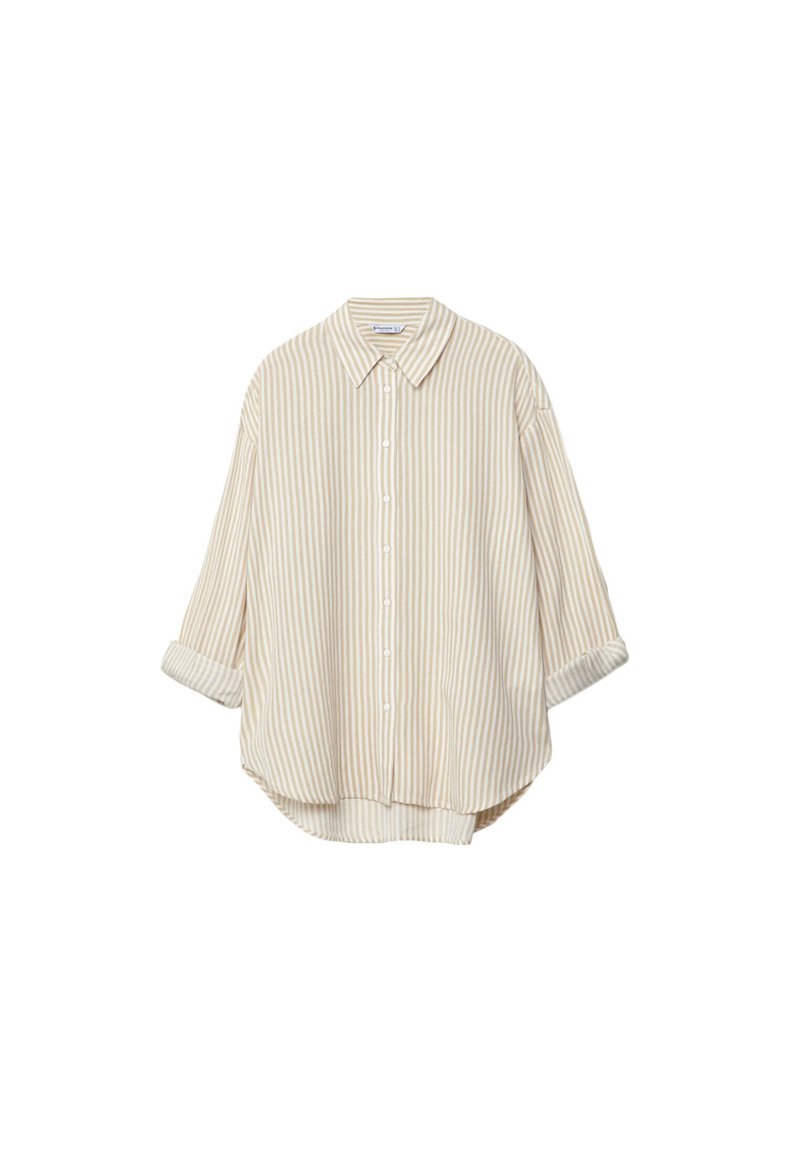 Stradivarius Stradivarius STRIPED - Button-down blouse - stone Schlussverkauf