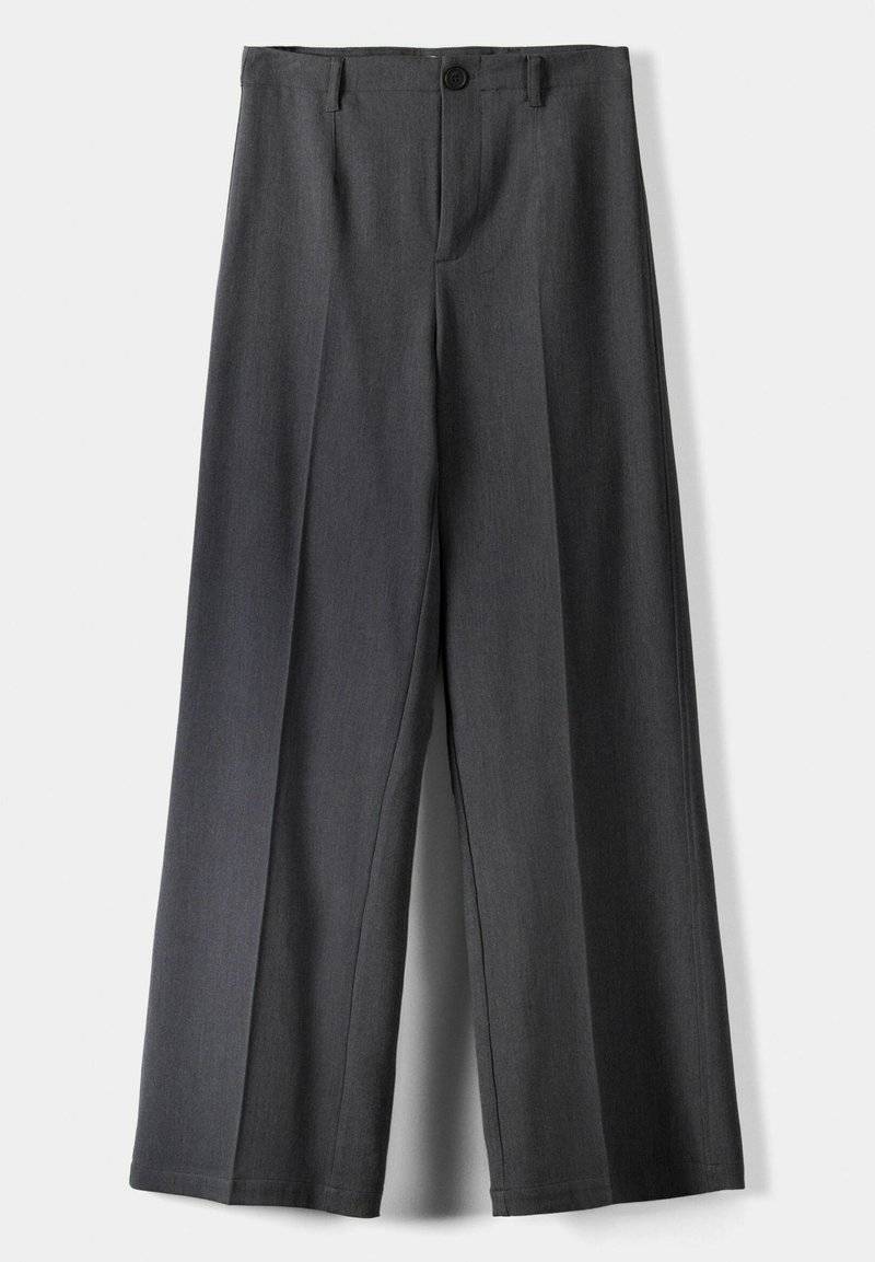 Bershka Bershka WIDE TAILORED - Trousers - mottled dark grey Fabrikverkauf