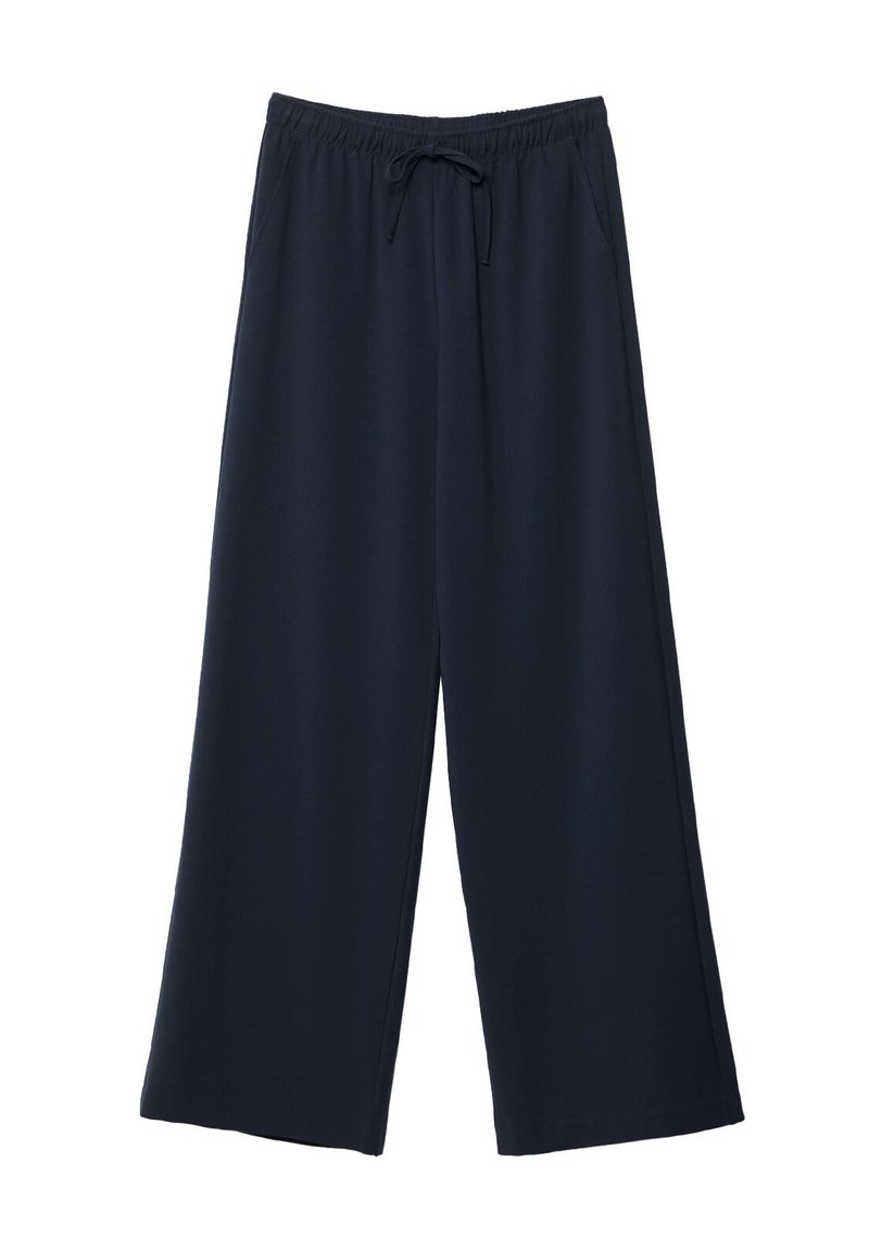 Stradivarius Stradivarius LONG FLOWING - Trousers - mottled dark blue Blitzverkäufe