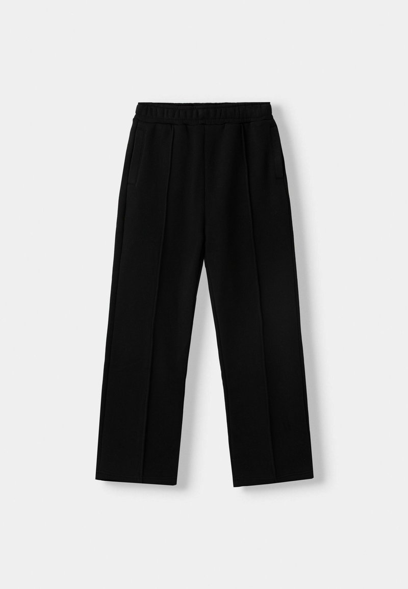 Bershka Bershka WIDE - Tracksuit bottoms - black Limitierter Zeitrabatt