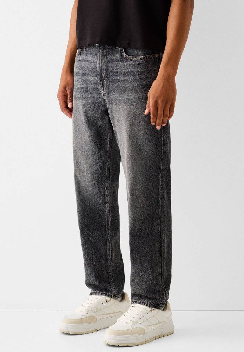 Bershka Bershka Straight leg jeans - mottled dark grey Begrenzt auf 3 Tage