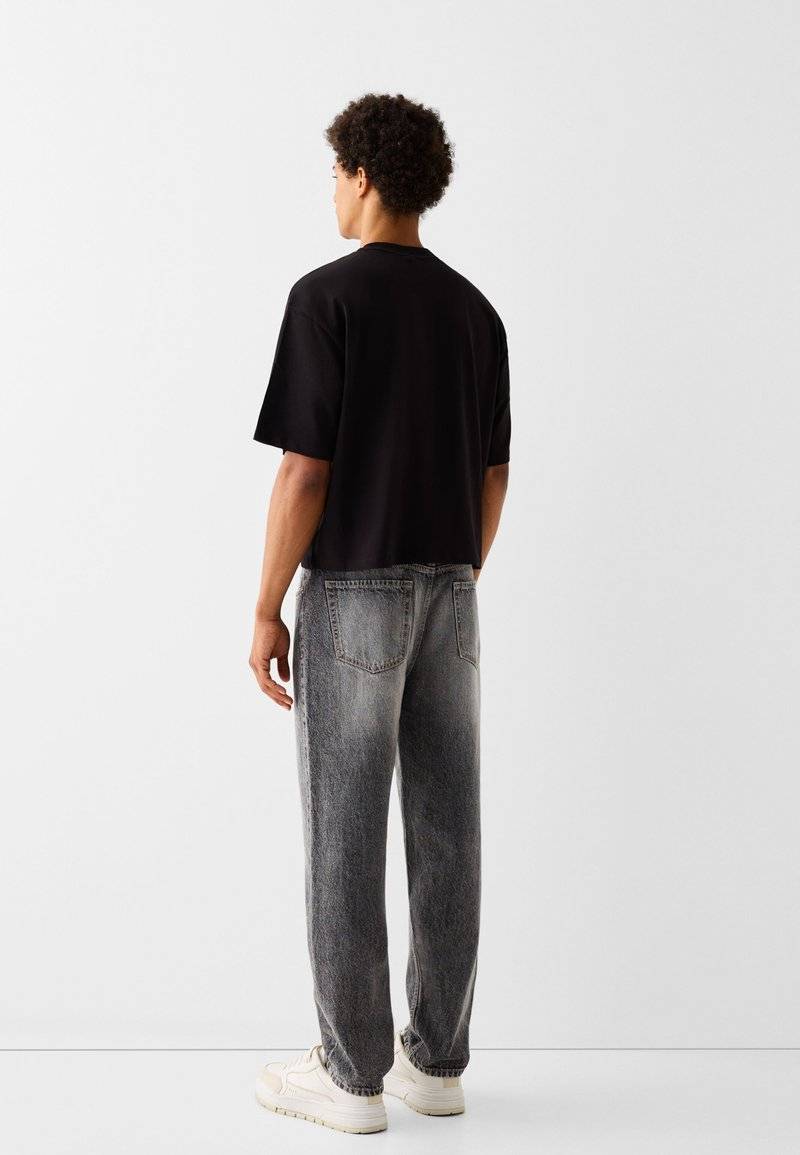 Bershka Bershka Straight leg jeans - mottled dark grey Begrenzt auf 3 Tage