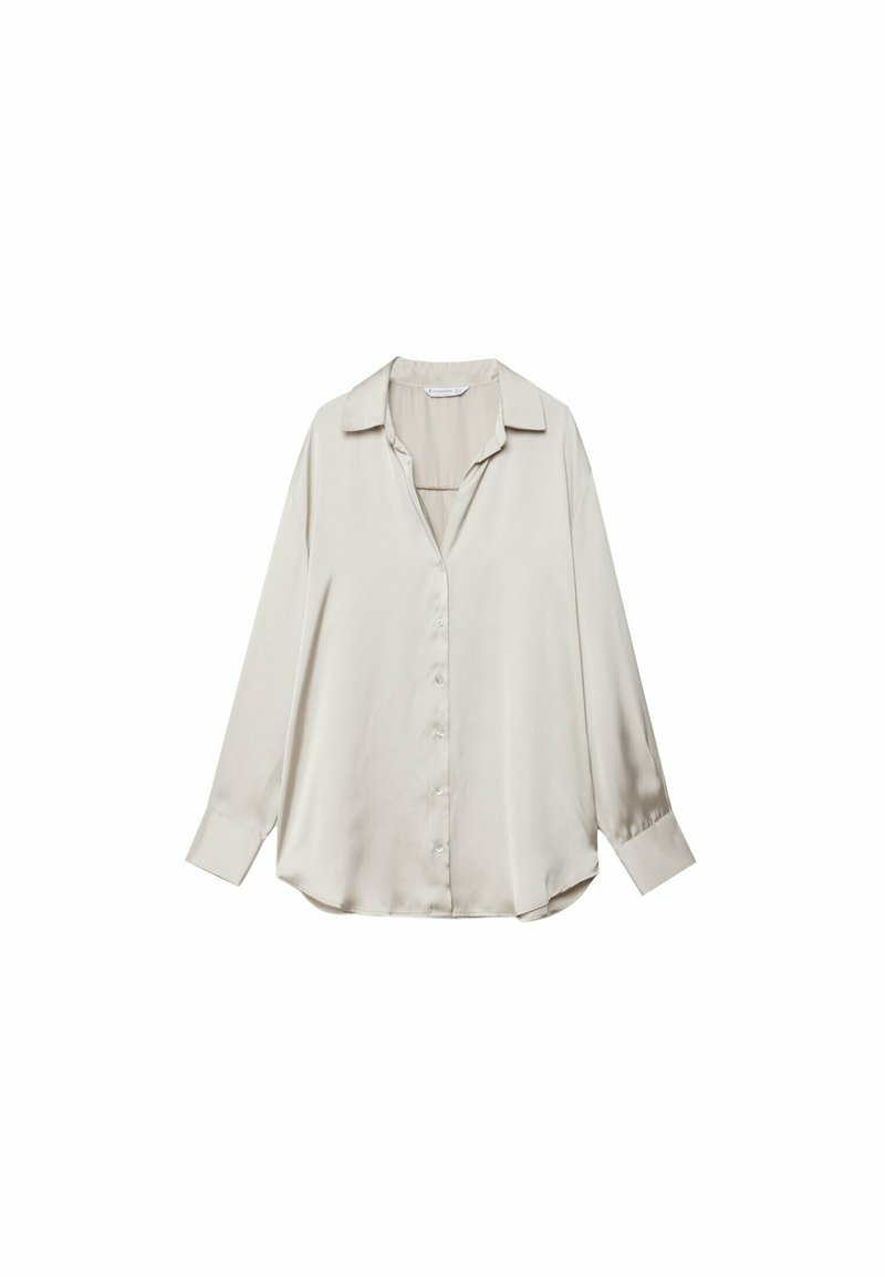 Stradivarius Stradivarius COLLARED - Button-down blouse - stone Im Verkauf