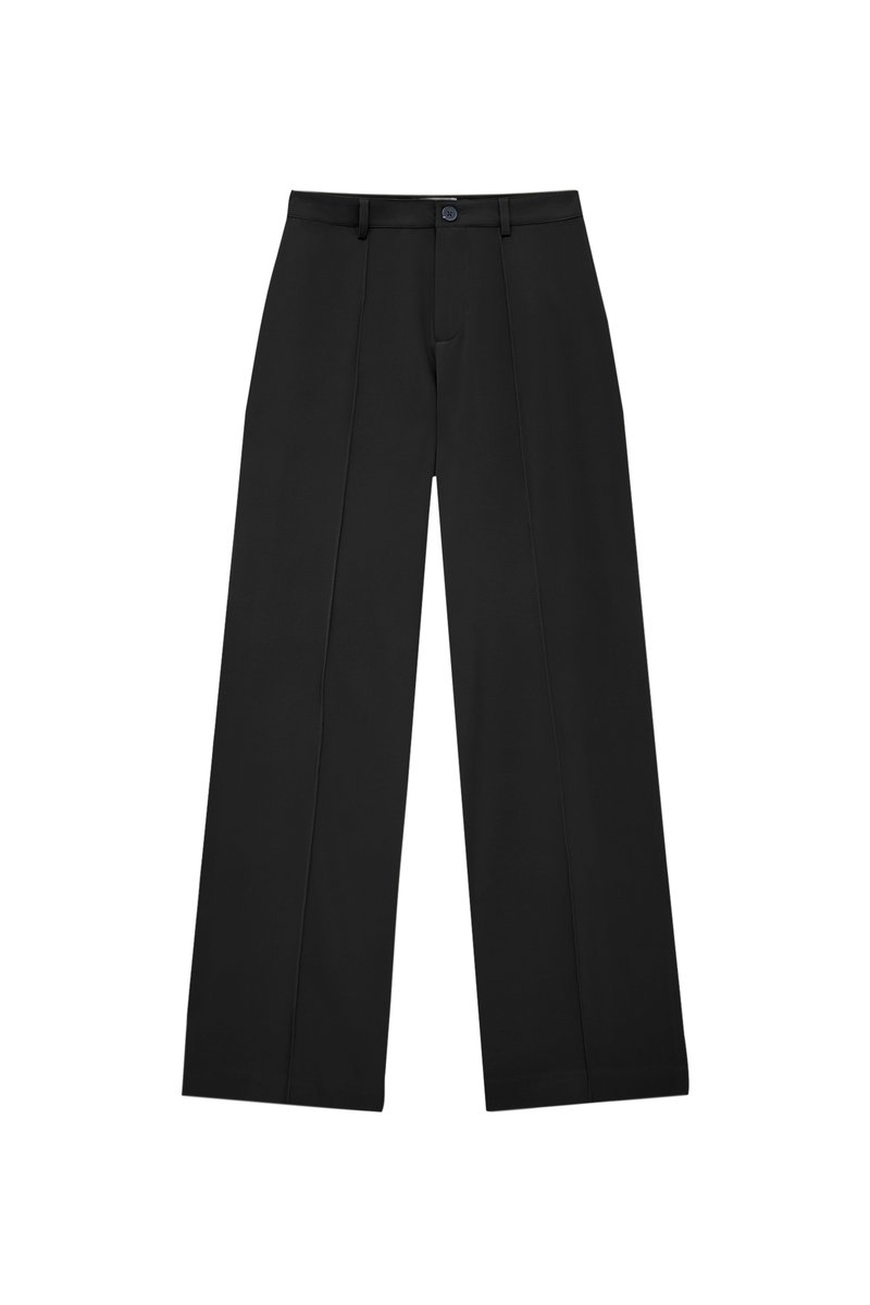 PULL&BEAR PULL&BEAR IM REGULAR-FIT MIT ZIERNAHT VORNE - Trousers - black Schlussverkauf