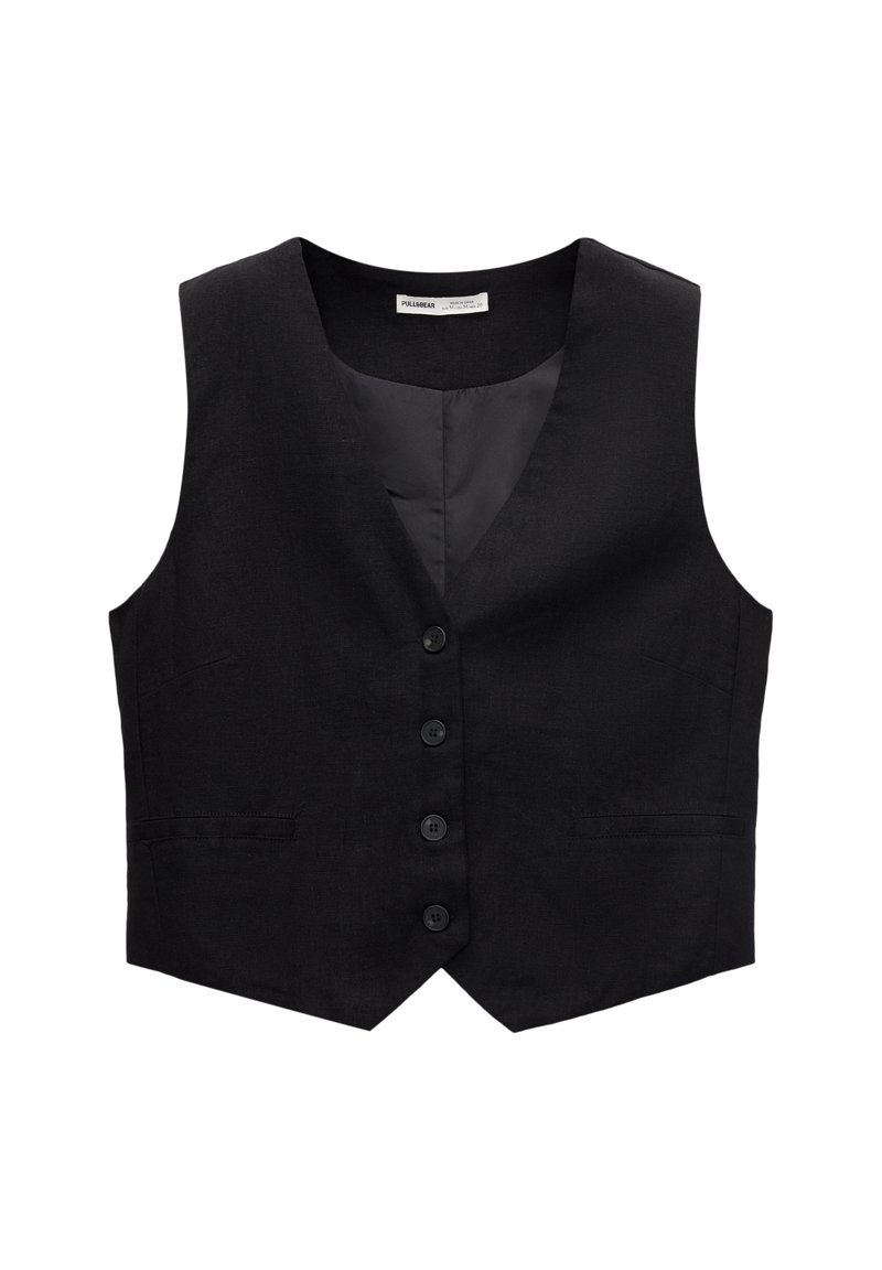PULL&BEAR PULL&BEAR BASIC RUSTIC - Waistcoat - black Schlussverkauf