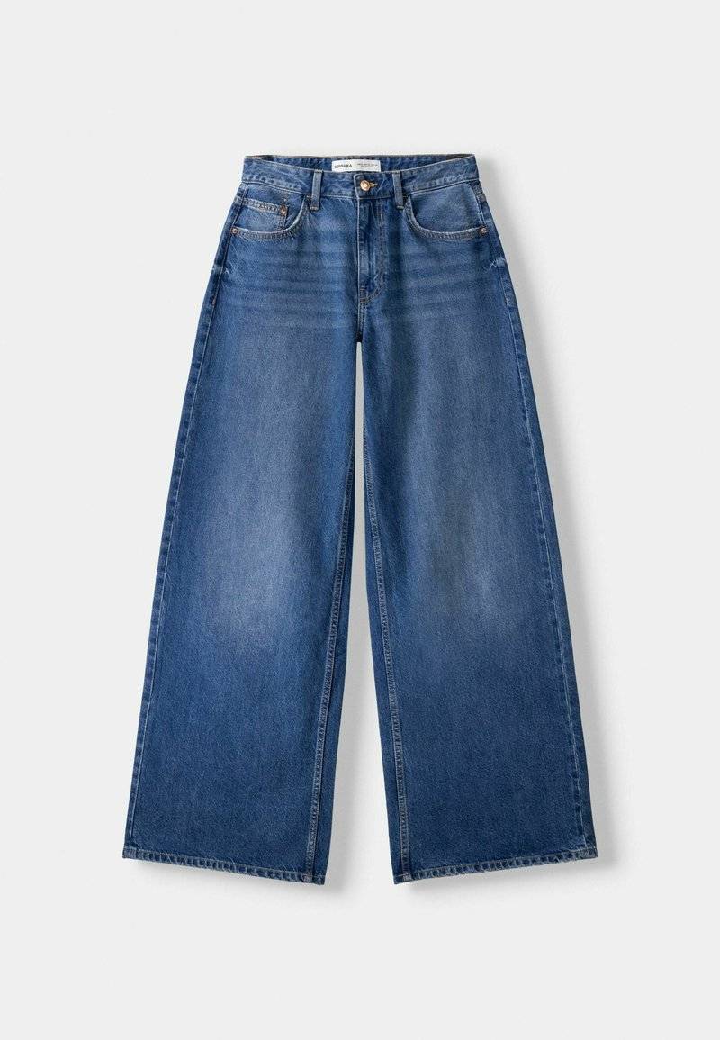 Bershka Bershka WIDE-LEG - Relaxed fit jeans - dark blue Günstig kaufen