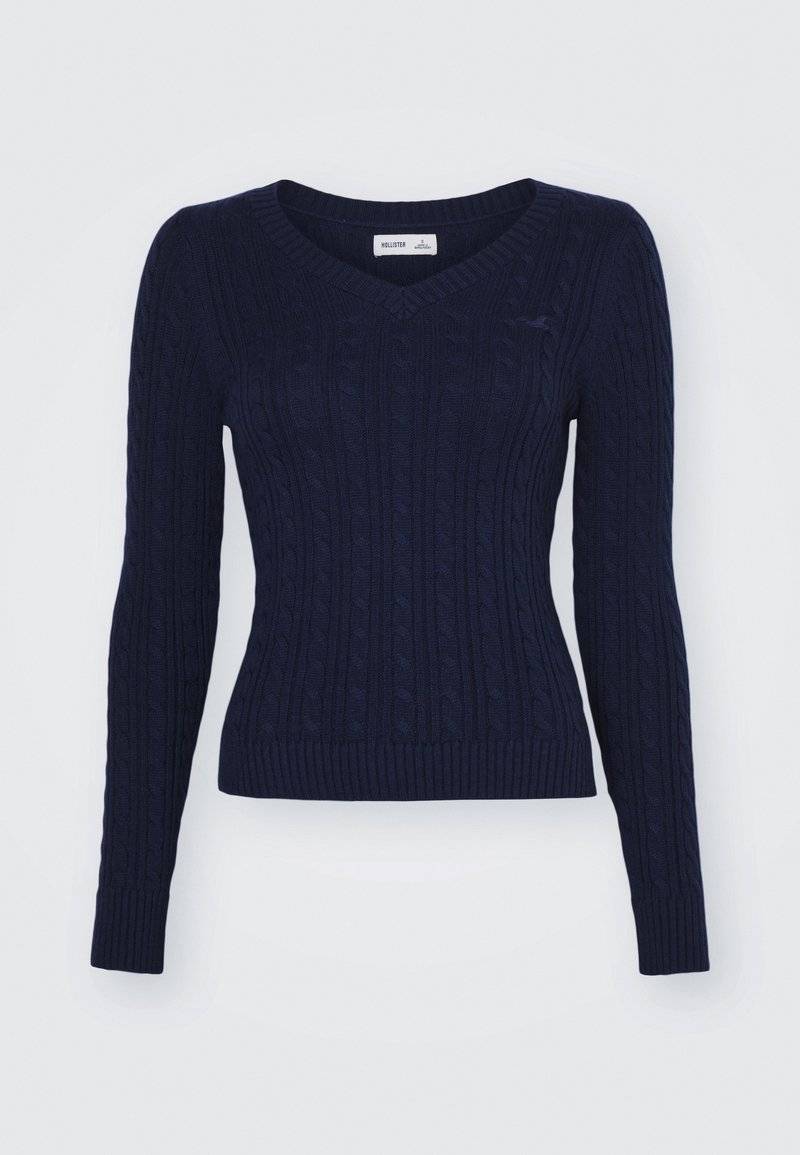 Hollister Co. Hollister Co. ICON CABLE V NECK - Jumper - navy blazer Rabatte dieses Monats