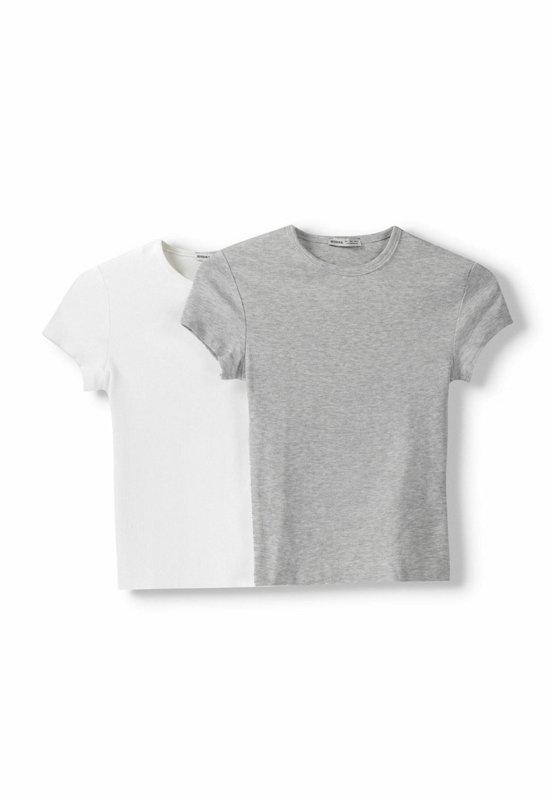 Bershka Bershka SHORT SLEEVE ROUND NECK 2 PACK - Basic T-shirt - white 2025